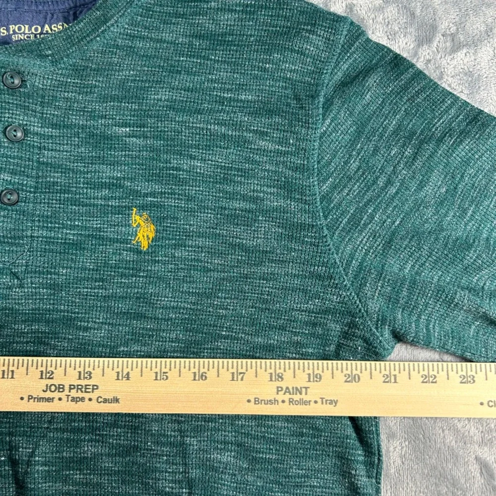 U.S. Polo Assn. Men's Green Heathered Long‎ Sleeve Henley Thermal Shirt Size L